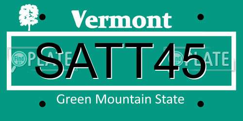 SATT45 Vermont License Plate