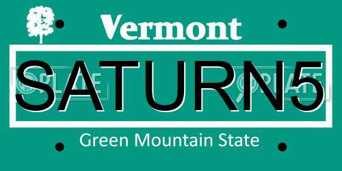 SATURN5 Vermont License Plate