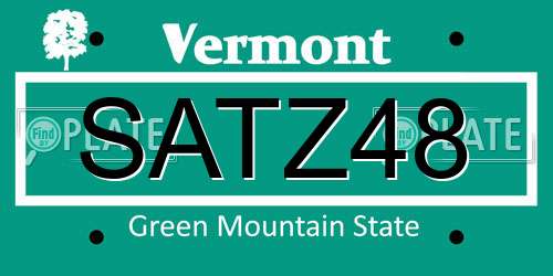 SATZ48 Vermont License Plate