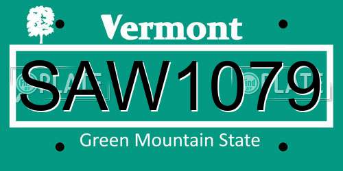 SAW1079 Vermont License Plate