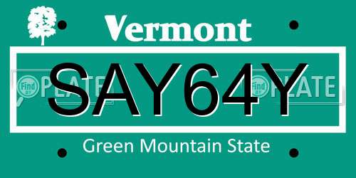 SAY64Y Vermont License Plate