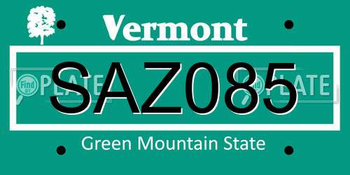 SAZ085 Vermont License Plate
