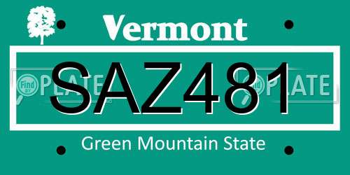 SAZ481 Vermont License Plate