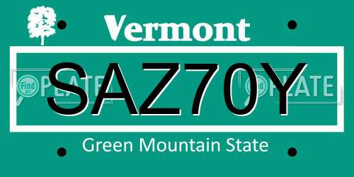 SAZ70Y Vermont License Plate