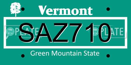 SAZ710 Vermont License Plate