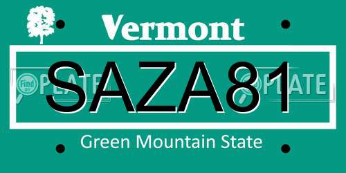 SAZA81 Vermont License Plate