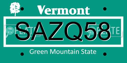 SAZQ58 Vermont License Plate