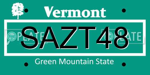SAZT48 Vermont License Plate