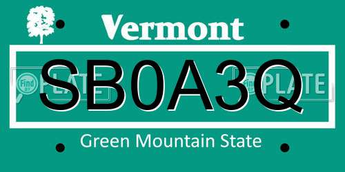 SB0A3Q Vermont License Plate