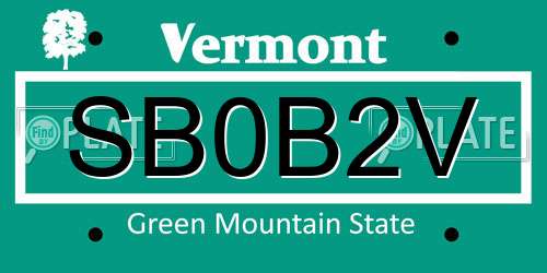 SB0B2V Vermont License Plate
