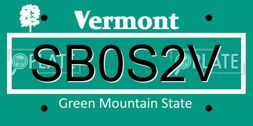 SB0S2V Vermont License Plate