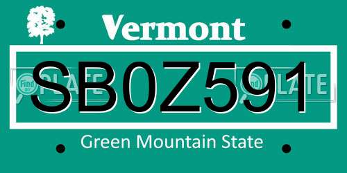 SB0Z591 Vermont License Plate