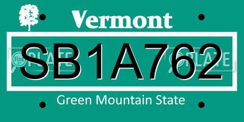 SB1A762 Vermont License Plate