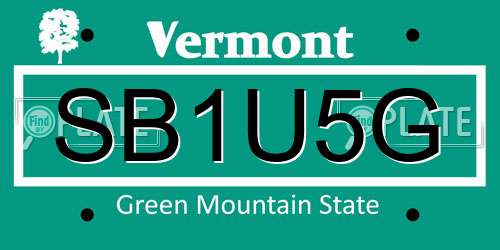 SB1U5G Vermont License Plate