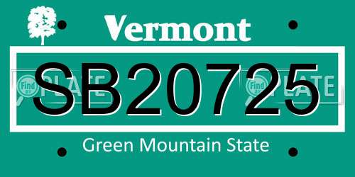 SB20725 Vermont License Plate