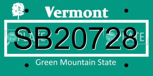 SB20728 Vermont License Plate