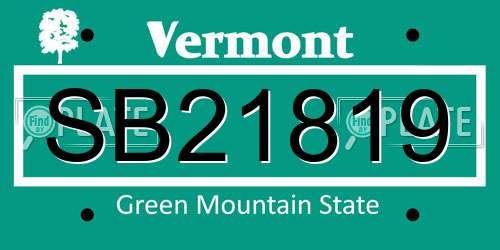 SB21819 Vermont License Plate