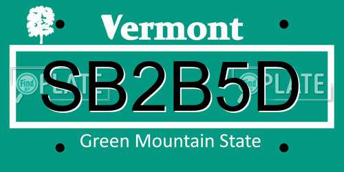 SB2B5D Vermont License Plate