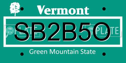 SB2B5O Vermont License Plate