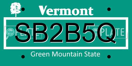 SB2B5Q Vermont License Plate
