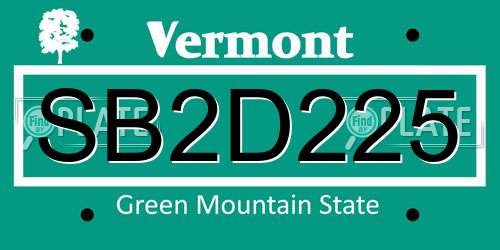 SB2D225 Vermont License Plate