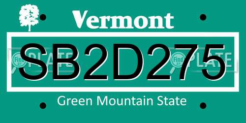 SB2D275 Vermont License Plate