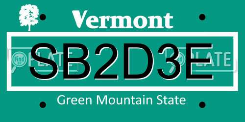 SB2D3E Vermont License Plate
