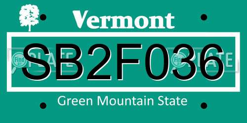 SB2F036 Vermont License Plate