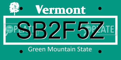 SB2F5Z Vermont License Plate