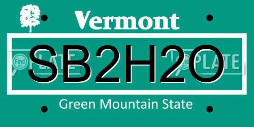 SB2H2O Vermont License Plate