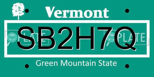 SB2H7Q Vermont License Plate
