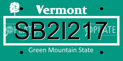 SB2I217 Vermont License Plate