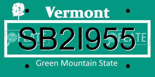 SB2I955 Vermont License Plate