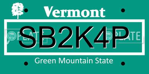 SB2K4P Vermont License Plate
