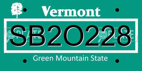 SB2O228 Vermont License Plate