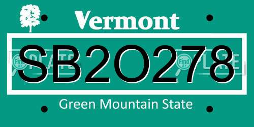 SB2O278 Vermont License Plate