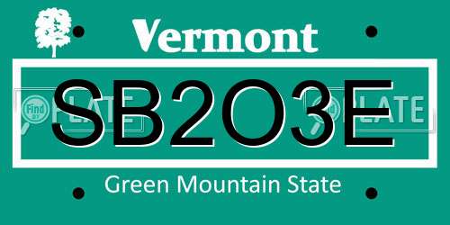SB2O3E Vermont License Plate