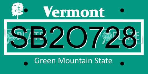 SB2O728 Vermont License Plate