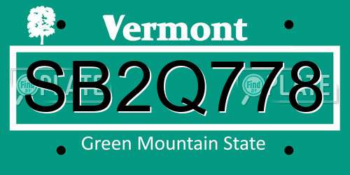 SB2Q778 Vermont License Plate