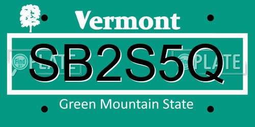 SB2S5Q Vermont License Plate