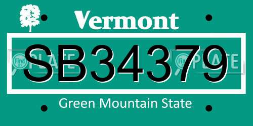 SB34379 Vermont License Plate