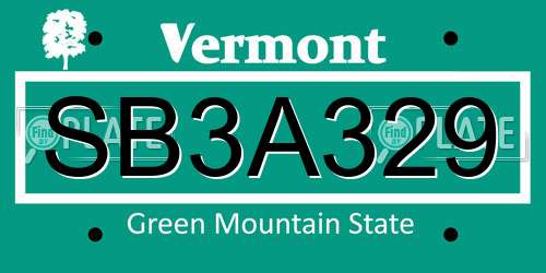 SB3A329 Vermont License Plate