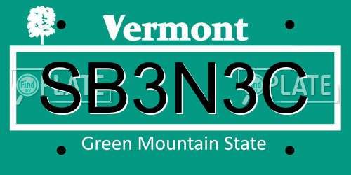 SB3N3C Vermont License Plate