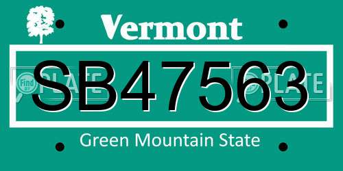 SB47563 Vermont License Plate