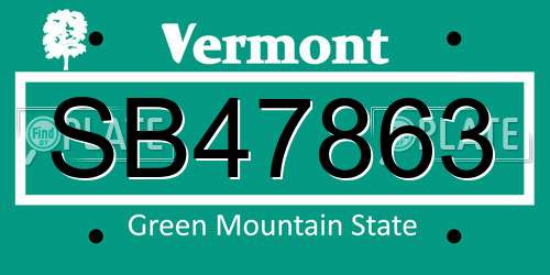 SB47863 Vermont License Plate