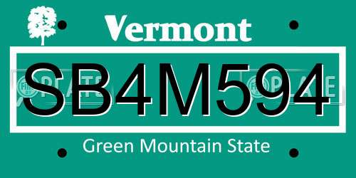 SB4M594 Vermont License Plate
