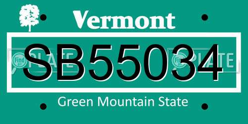 SB55034 Vermont License Plate