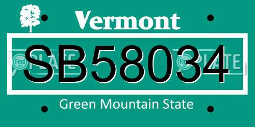 SB58034 Vermont License Plate