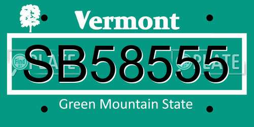 SB58555 Vermont License Plate