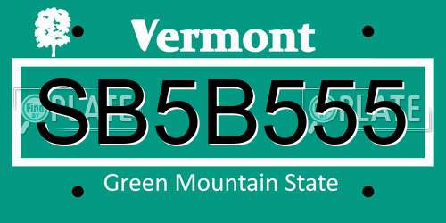 SB5B555 Vermont License Plate